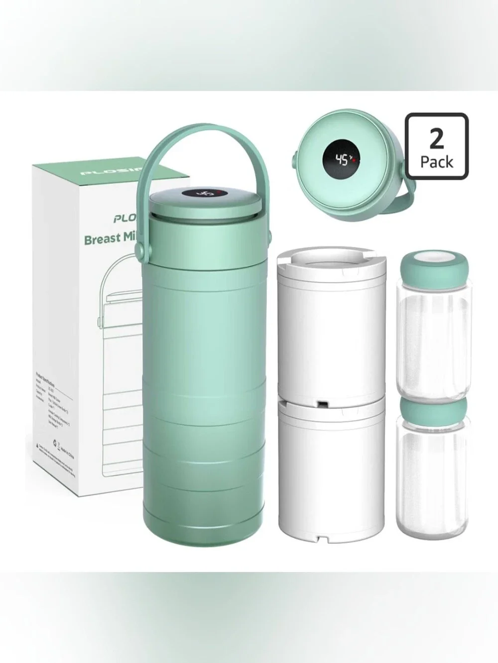 Mint Green Portable Breast Milk Cooler with Digital Display-New Still Sealed